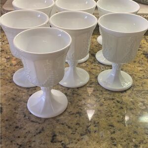 Vintage Indiana Glass Milk Glass Goblet Set of 10 Excellent Vintage Condition